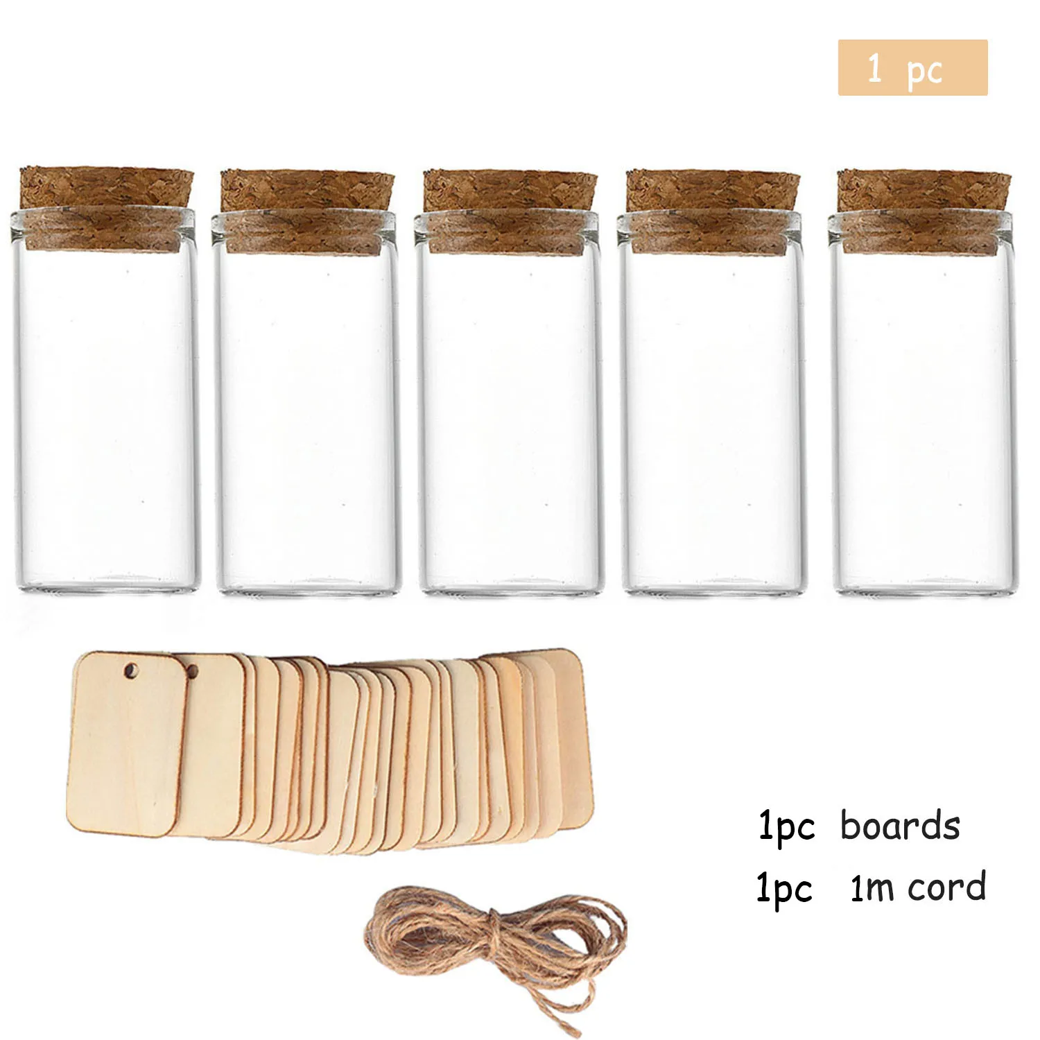 1pc 25ml bricolage souhaitant Mini bouteilles en verre verre en liège bouteille en verre vide transparente avec pots en verre en bois diamètre 30mm