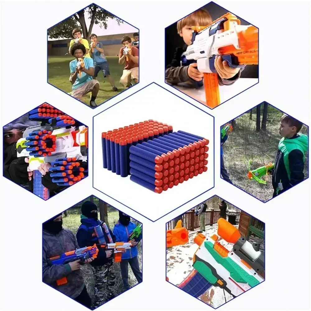 1000-50 Uds. Balas de cabeza redonda sólida azul 7,2 cm para la serie Nerfs Blasters recarga dardos accesorios de pistola de juguete para niños A