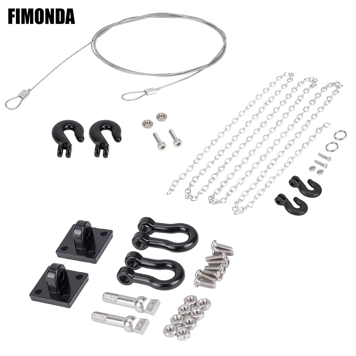 Heavy-Duty RC Metal Trailer Chain Tow Hook Winch Shackles for 1/10 RC Crawler TRX4 Axial SCX10 D90 Wraith CC01 Truck Decor Parts