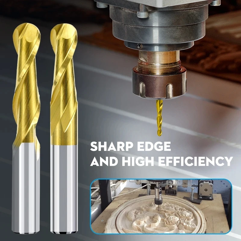 Bulk Man 3d Frezen Bit 2 Fluit Bal Neus Einde Molen Schacht 2 Fluit Spiraal Einde Freesmachine Wolfraam Carbide Cnc Router Bit