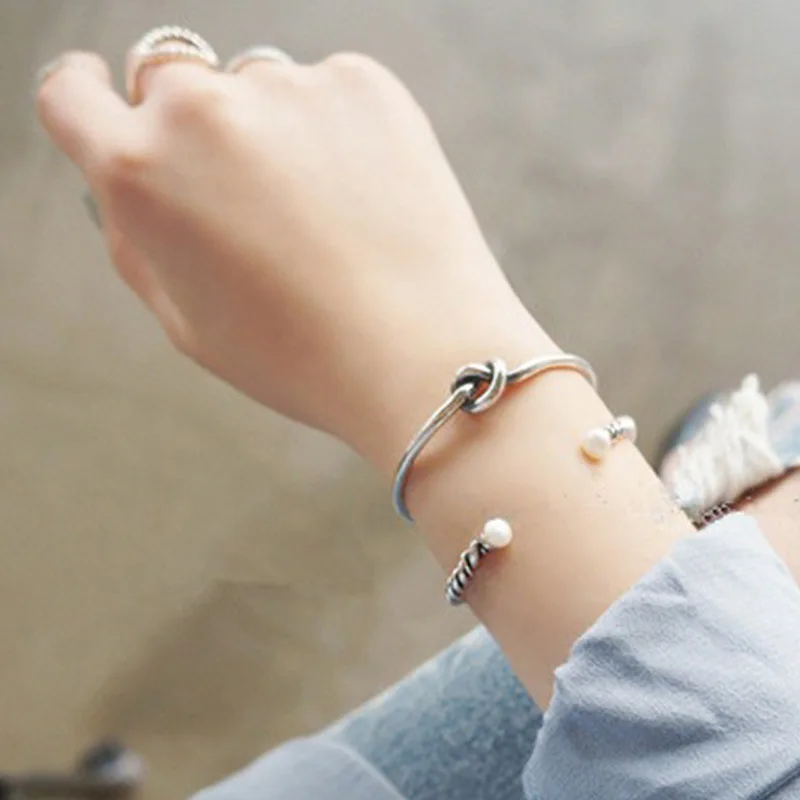 Trendy Simple Creativity Open Knot Cuff Bracelet For Charm Woman Elegant Color Delicacy Jewelry Gifts