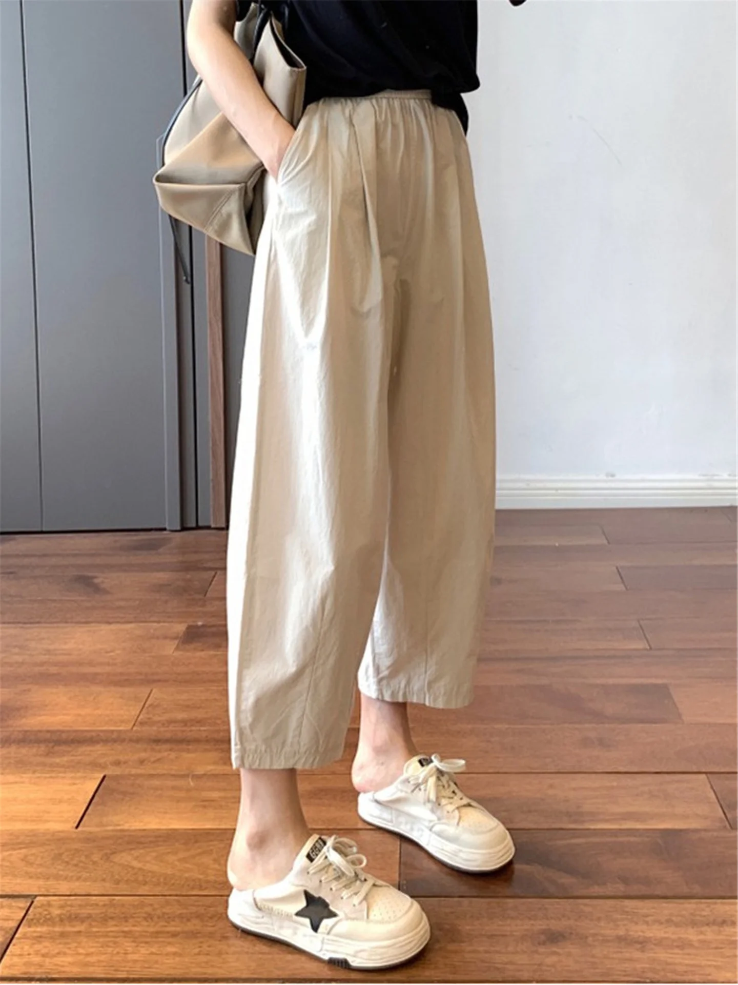 High-End Women's Casual Loose Wide Leg Pants Seven-Foot Harem Cucumber Pants Versatile plus Size Nine-Foot Wide Leg Pants