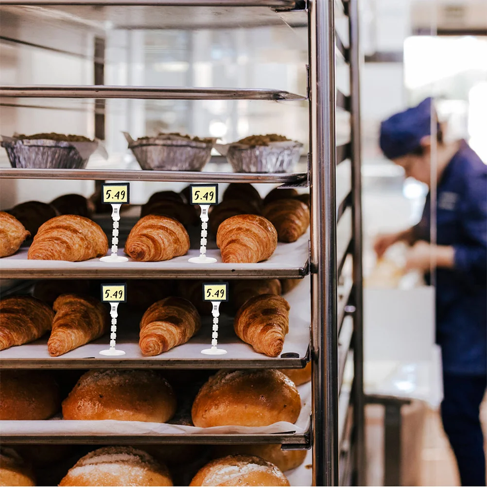 

3Pcs Plastic Price Tag Clip Swivel 360 Degree Rotating Self Adhesive Base Desktop Sign Holder for Supermarket Retail Advertising