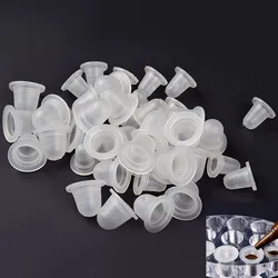 100Pcs Disposable Tattoo Ink Cup S/M Size Silicone Permanent  Makeup Eyebrow  Pigment Container Caps