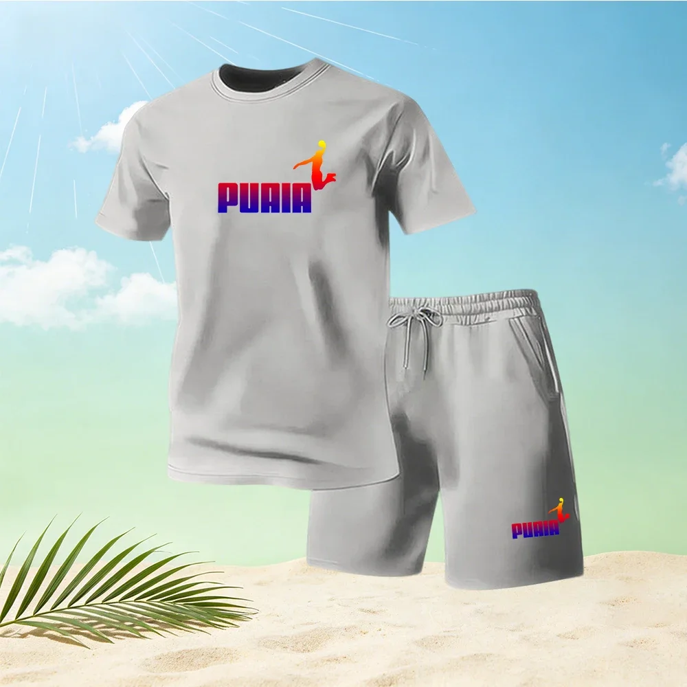 

New Summer Men's T-Shirts Sets Short Sleeve T-Shirt + Shorts Breathable Quick Dry Casual Fitness Sportswear Hot Sale 2 Piece