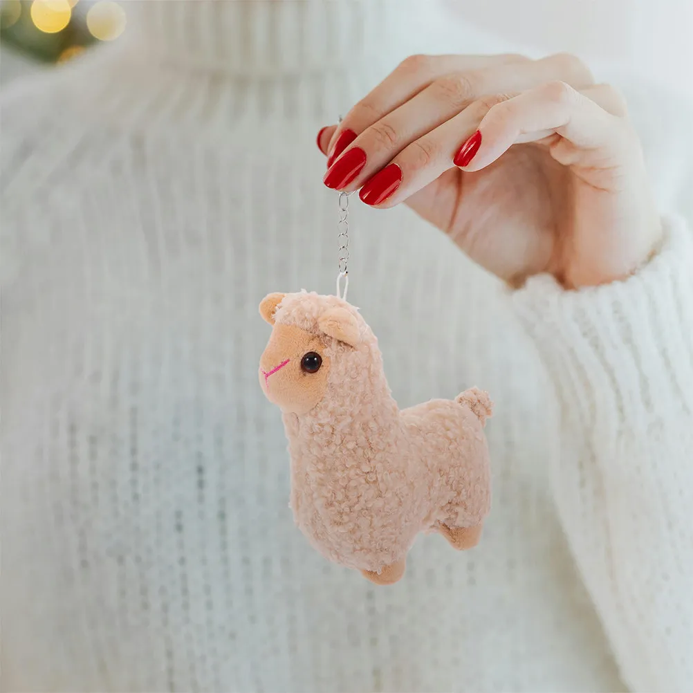 

2Pcs Cute Alpaca Keychain Mini Stuffed Animal Key Pendant for Animal Lovers Classroom Prize Halloween Party Favors Aesthetic Bag