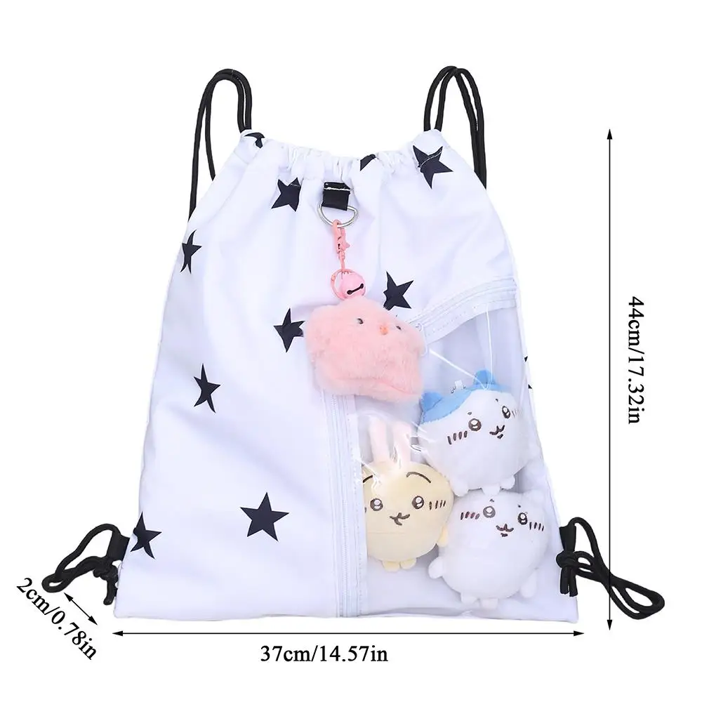 Mochila con estampado de estrellas, bolsa suave con cuerda para dibujar, bolsa de gran capacidad, suministros útiles, decoración informal diaria, funda colorida, bolsa plegable