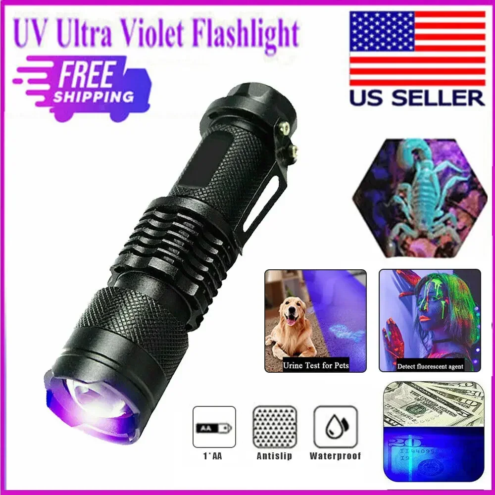UV Ultra Violet Flashlight Handheld Blacklight Small Flashlight 395nm Mini Light Inspection Lamp Pen Torch Detector