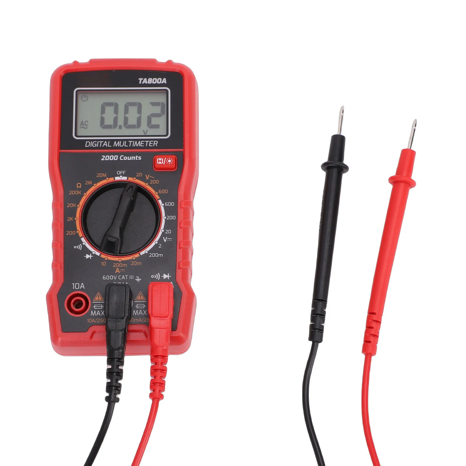 

Мультиметр TA800A с автоматическим выбором диапазона, 2000 измерений, для электромонтажных работ: измерение напряжения AC/DC, тока, сопротивления, проверка целостности цепи и NCV