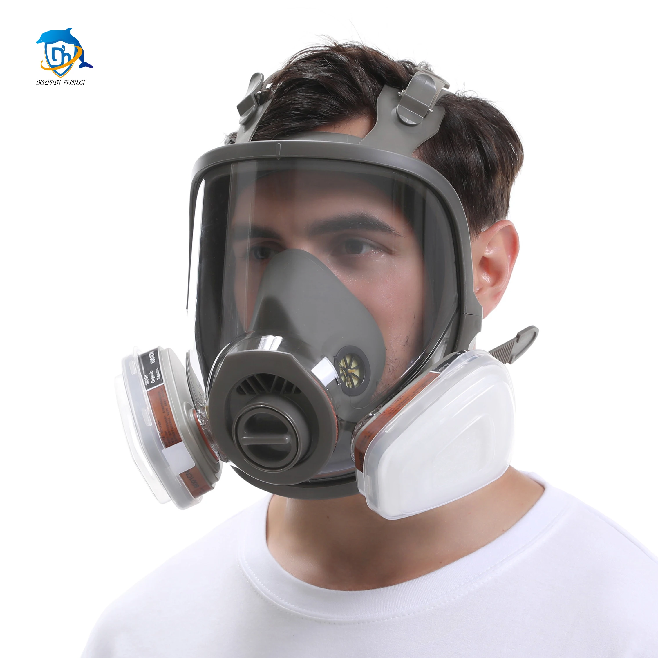 Máscara de gas 6800 multiusos de tres puertos, filtro reemplazable de pulverización industrial, soldadura de vapor orgánico, pintura en aerosol,