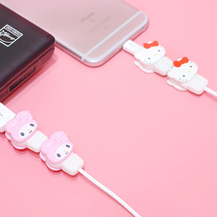 Protector de Cable Kawaii Sanrio morder My Melody Cinnamoroll Hello Kitty, Protector de Cable Usb de dibujos animados para Iphone, Ipad, antirotura