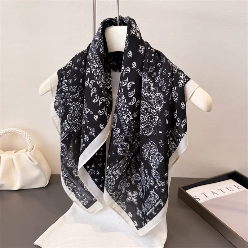 

Женский шейный шарф с принтом пейсли, хлопковый бархатный женский шарф для волос, платок, повязка на голову, шали, шейный платок, бандана