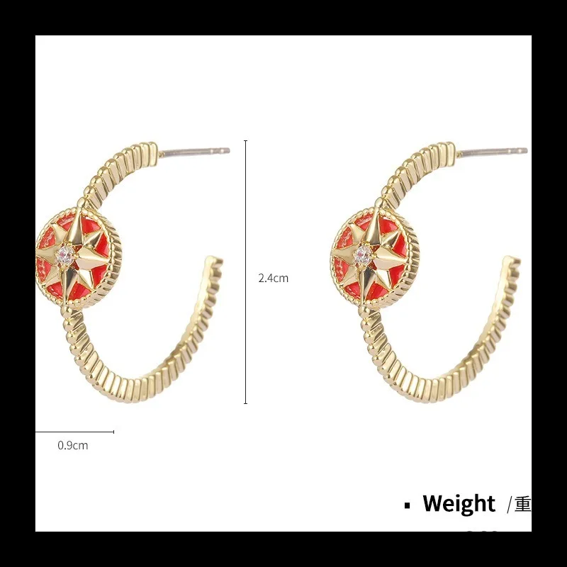 Silver Needle Octagram Dripping Oil Temperament Fashionable Niche Long Style