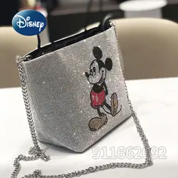 Borsa da donna nuova Disney Mickey borsa da donna di marca di lusso di moda borsa a secchiello di grande capacità tempestata di diamanti di alta qualità