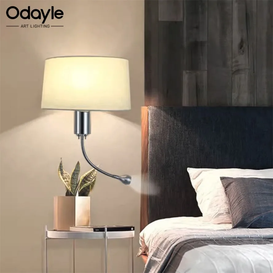 

Nordic LED Wall Lamp Minimalist Modern Fabric Home Lamp Living Room Bedroom Study Balcony Interior Decoration and Lighting