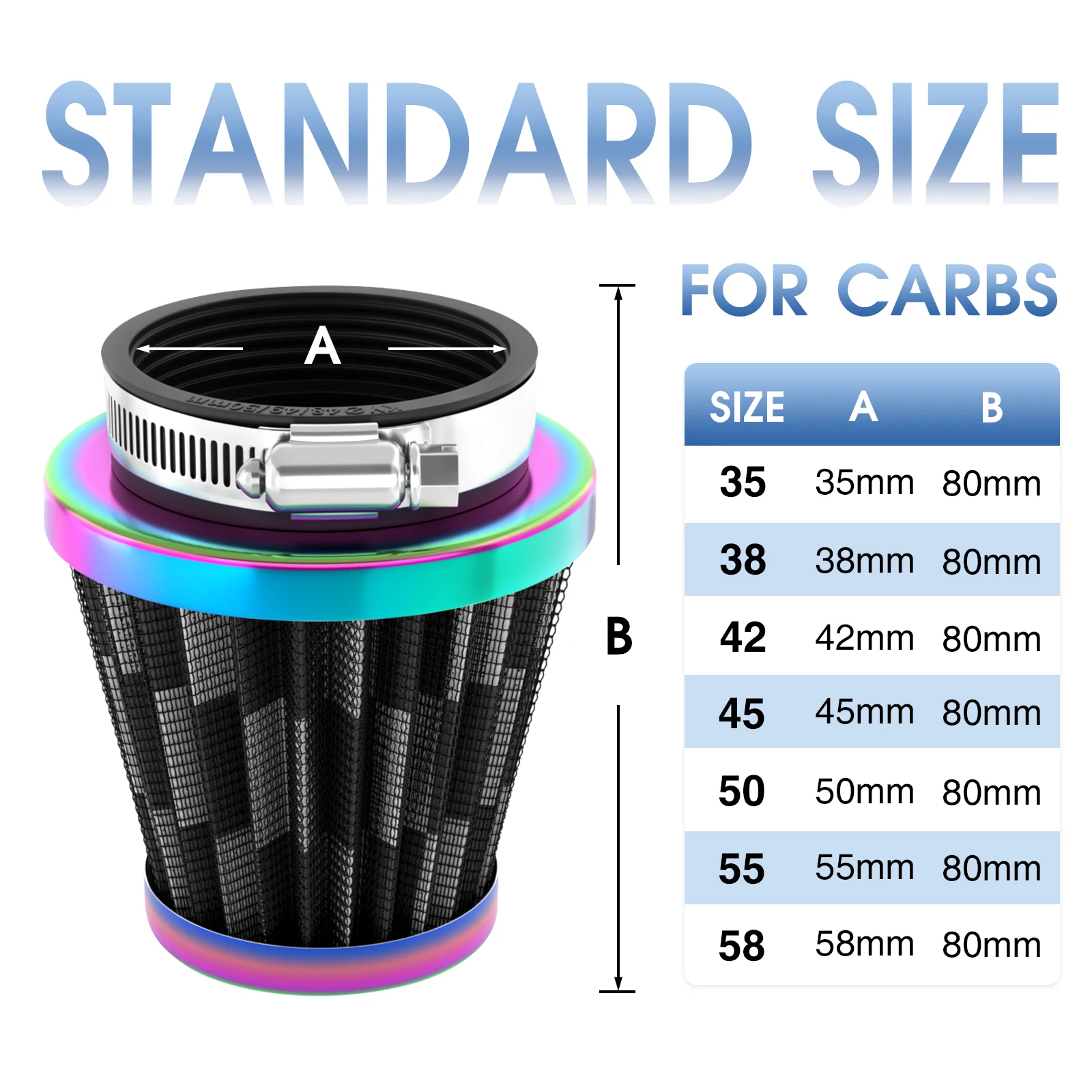 Alconstar-Motorcycle Air Filter 35-58MM Replacement Filter Dirt Bike High Performance Air Filters Fit Motocross Carburetor Clean