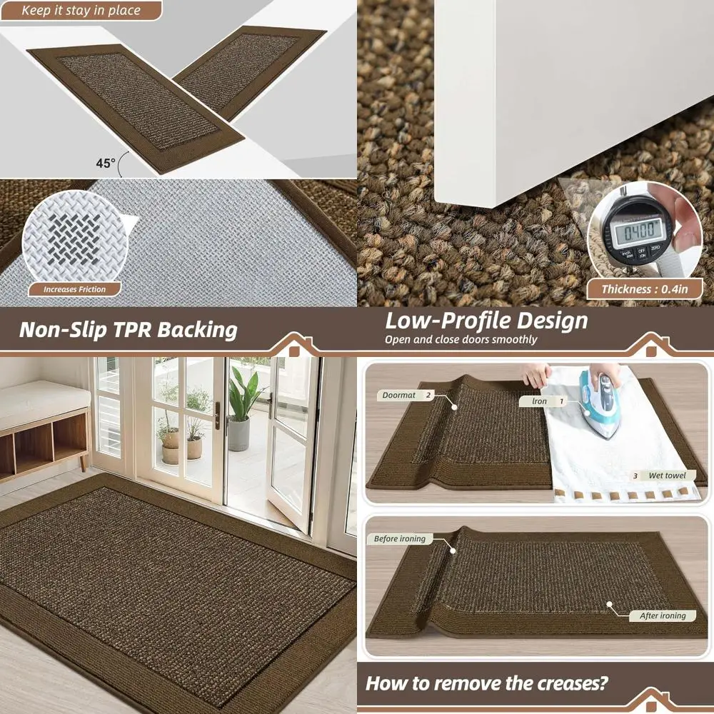 

Brown 32 x 48 Non-Slip Indoor Door Mat, Dirt-Resistant and Absorbent, Washable Entryway Rug for Front/Back Door
