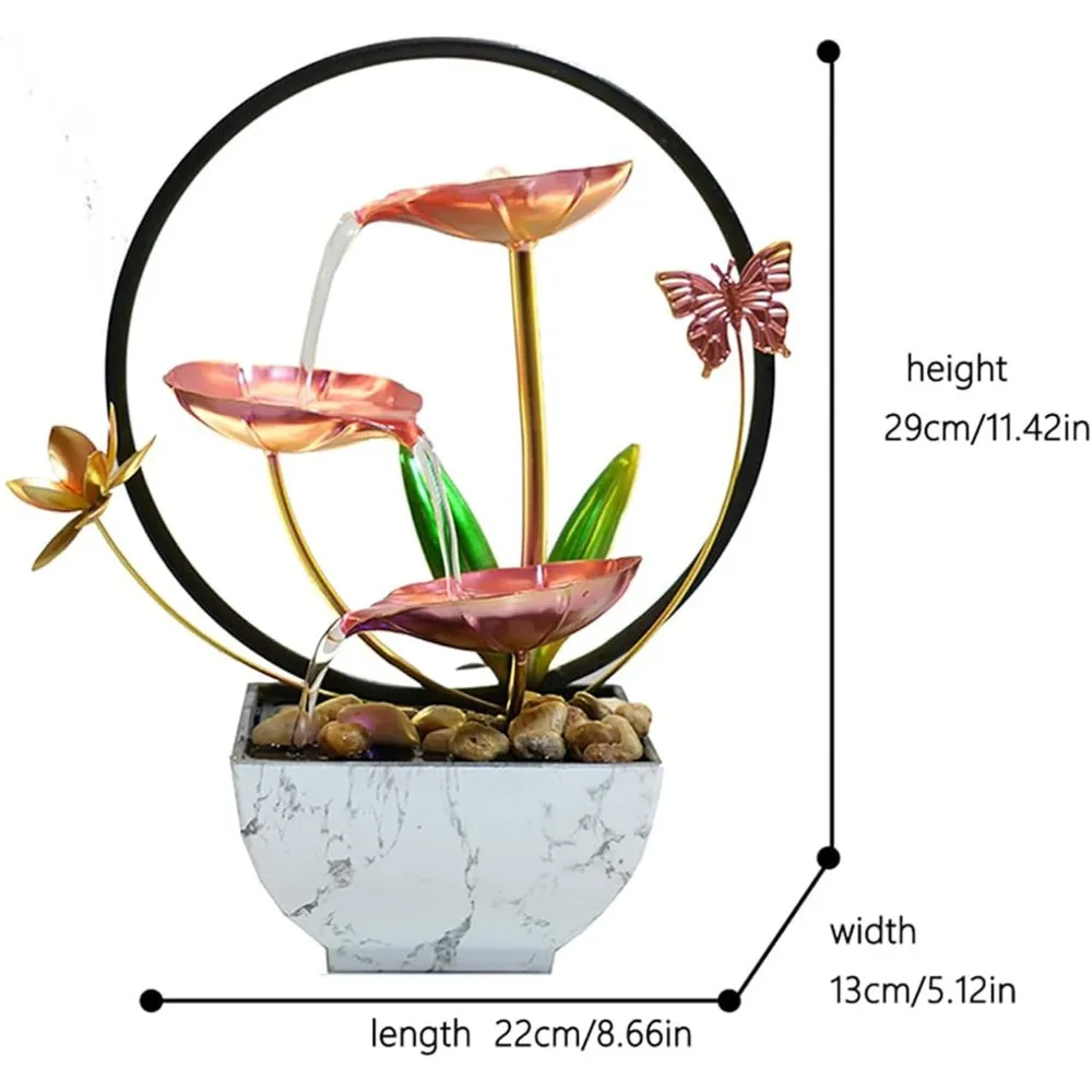 نافورة شلال زن الوردية مع أضواء LED - ديكور مكتب الاسترخاء للتأمل الداخلي للمكتب المنزلي #2