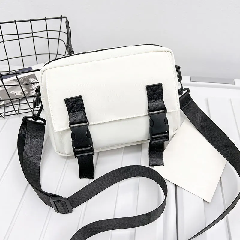 1PC Pure Color Satchel Simple Large Capacity Cell Phone Crossbody Bag Lightweight Nylon Waterproof Casual Shoulder Small Square