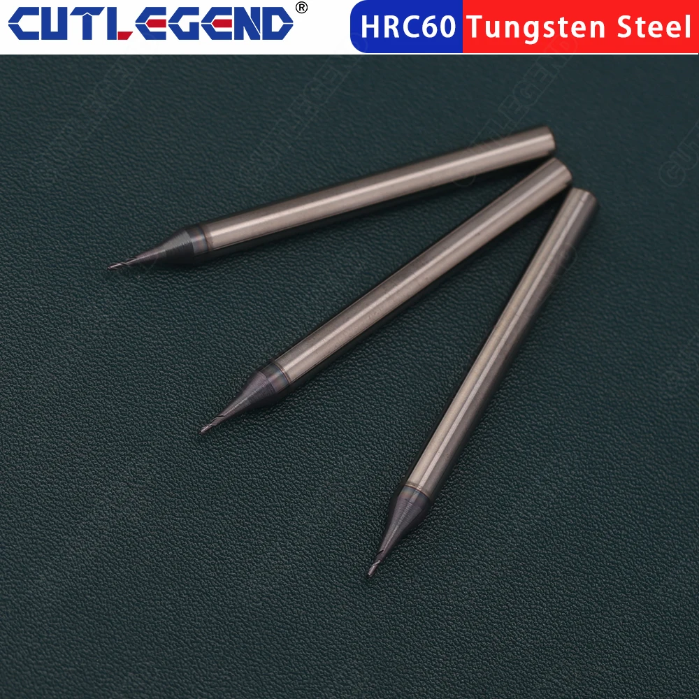 Imagem -05 - Flat End Fresa Cnc Router Bit Haste Tungstênio Carbide End Mill Mini Fresa 0.20.9 mm Micro Flautas mm Hrc60 Alta Qualidade