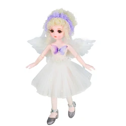 Angel Girl Doll Full Set 1/6 BJD Dolls For Girls 30cm Anime Doll 26 Joint Movable Body With Skirt Hat Headdress Dress Up DIY Toy