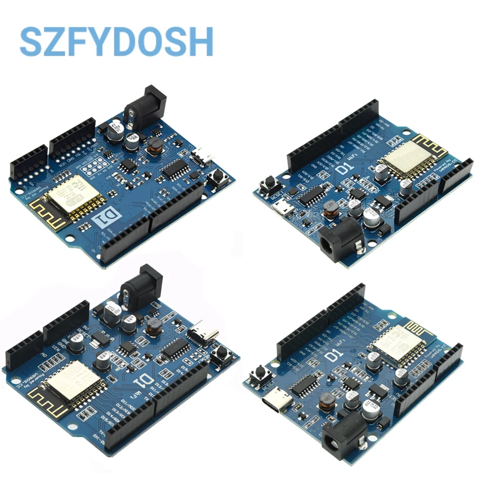 WeMos D1 UNO R3 CH340/FT232 Плата разработки Wi-Fi на базе ESP8266 ESP-12E Shield Smart Electronic PCB для Arduino, совместимая с IDE