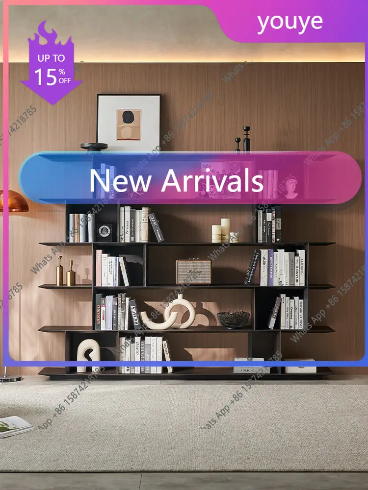 

N67 Italian minimalist office bookcase Nordic modern simple solid wood home shelf tea cabinet home