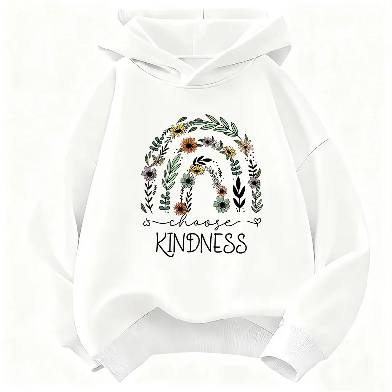 Choose Kindness with Flower Printed Hoodie Kids Children's Sweatshirt Hoody for Boys Girls Casual Hoodies Hip Hop Clothes