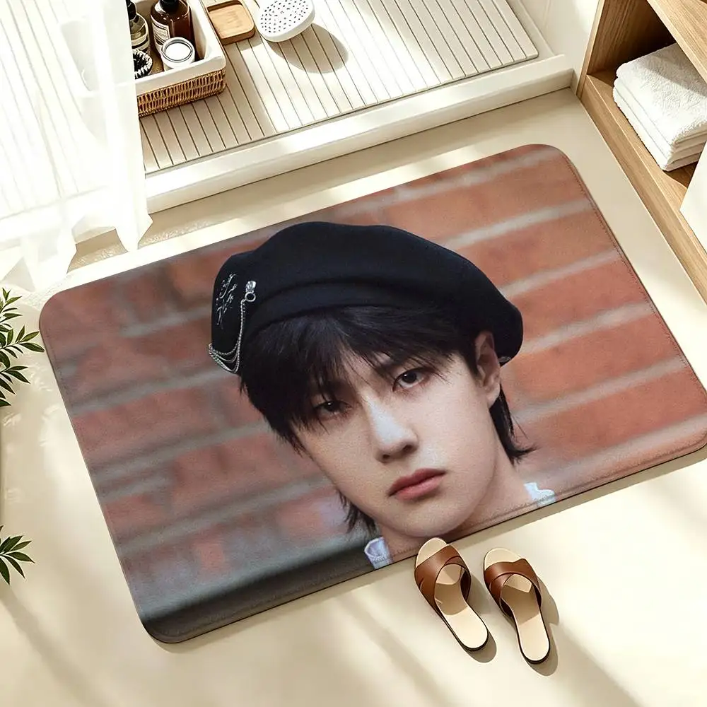 Chinese actor W-Wang Yibo  Soft Absorbent Decorative Floor Mat for Bathroom Entryway Living Room