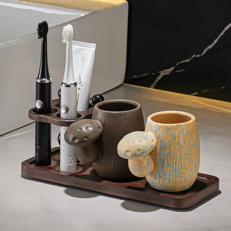 Bathroom Supplies, Ceramic Mushroom Cup, Toothbrush Holder, Soap Dispenser, Aromatherapy Empty Bottle, Soap Box, Cotton Swab Box