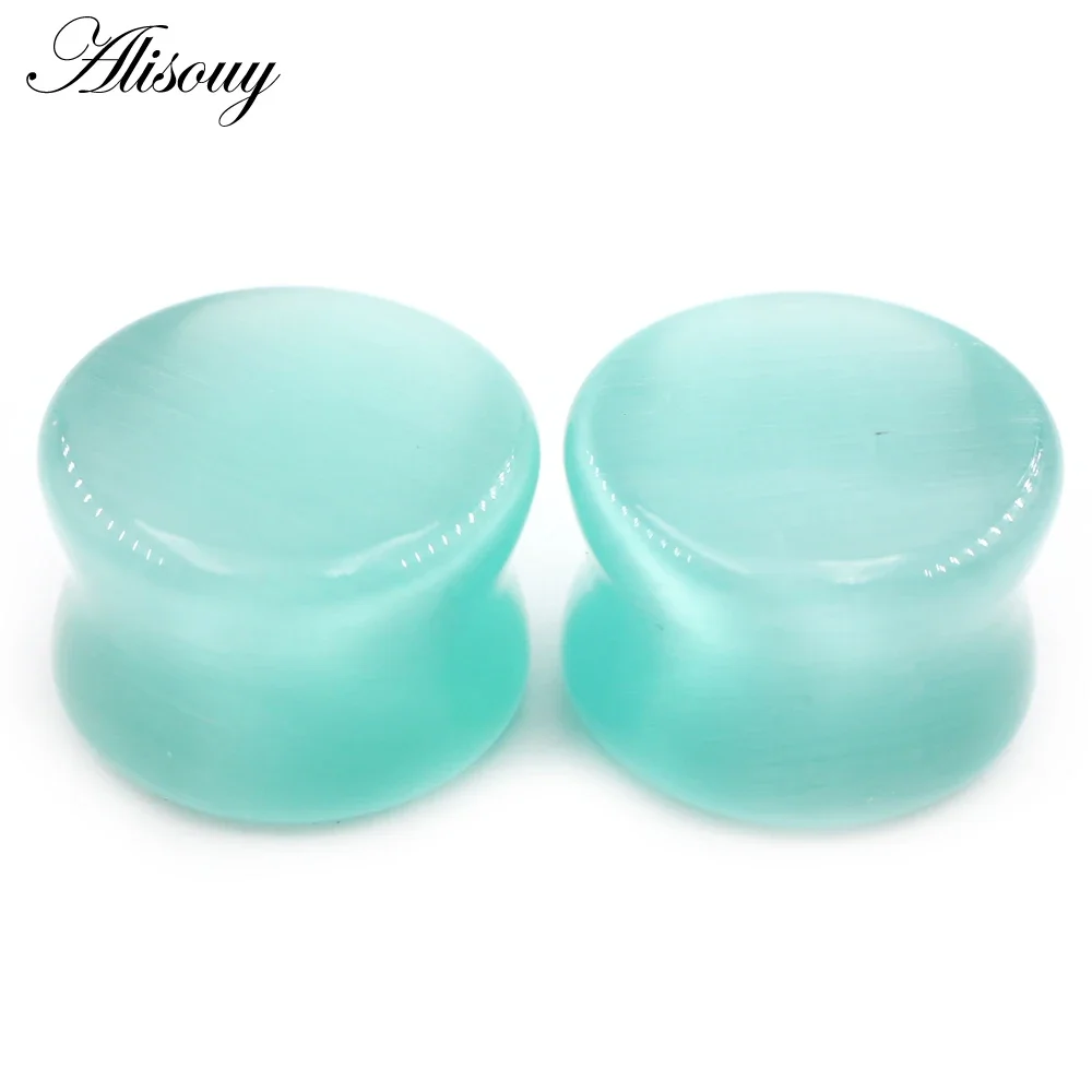 Alisouy 2PCS 5-25mm Red Blue Natural Stone Flared Ear Tunnel Plug Flesh Stretcher Expander Gauges Earrings Piercing Body Jewelry