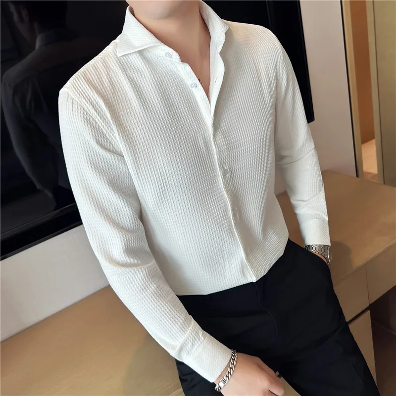 Brand Clothing Men Spring High Quality Business Long Sleeve Shirts/Male Slim Fit Fashion Casual Dress Shirts Plus Size 3XL