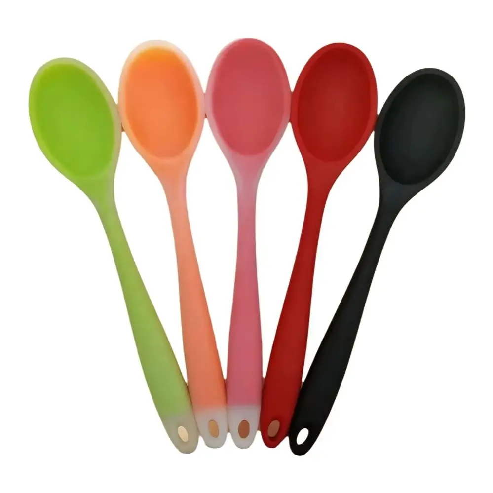 Large Size One-Piece Silicone Spoon with Full Coverage for Salad Mixing And Soup Serving - Durable Cross-Border Stock