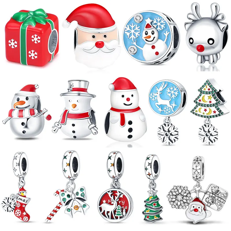 

925 оригинальная Рождественская елка plata de ley, снежинка, бусины, подходит для оригинального браслета 3 мм и браслета, изготовление модных ювелирных изделий своими руками для женщин