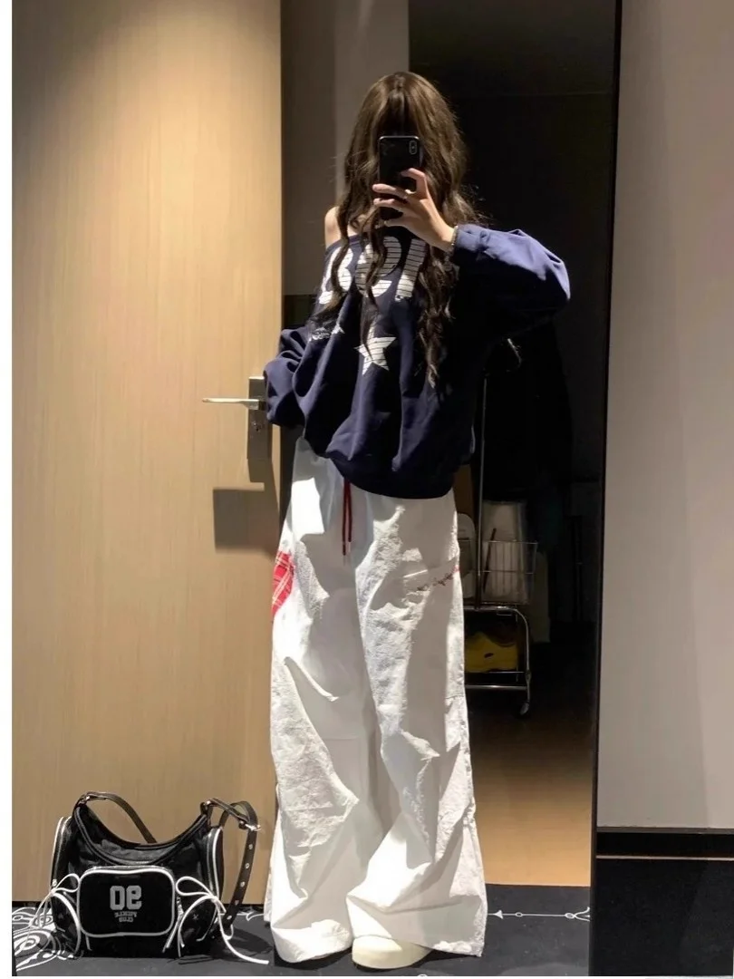 

Red Plaid Color Blo Workwear Casual Pants Men's High Waist Loose Fit Sports Trousers Qui Dry Wide Leg Pants Autumn Wear