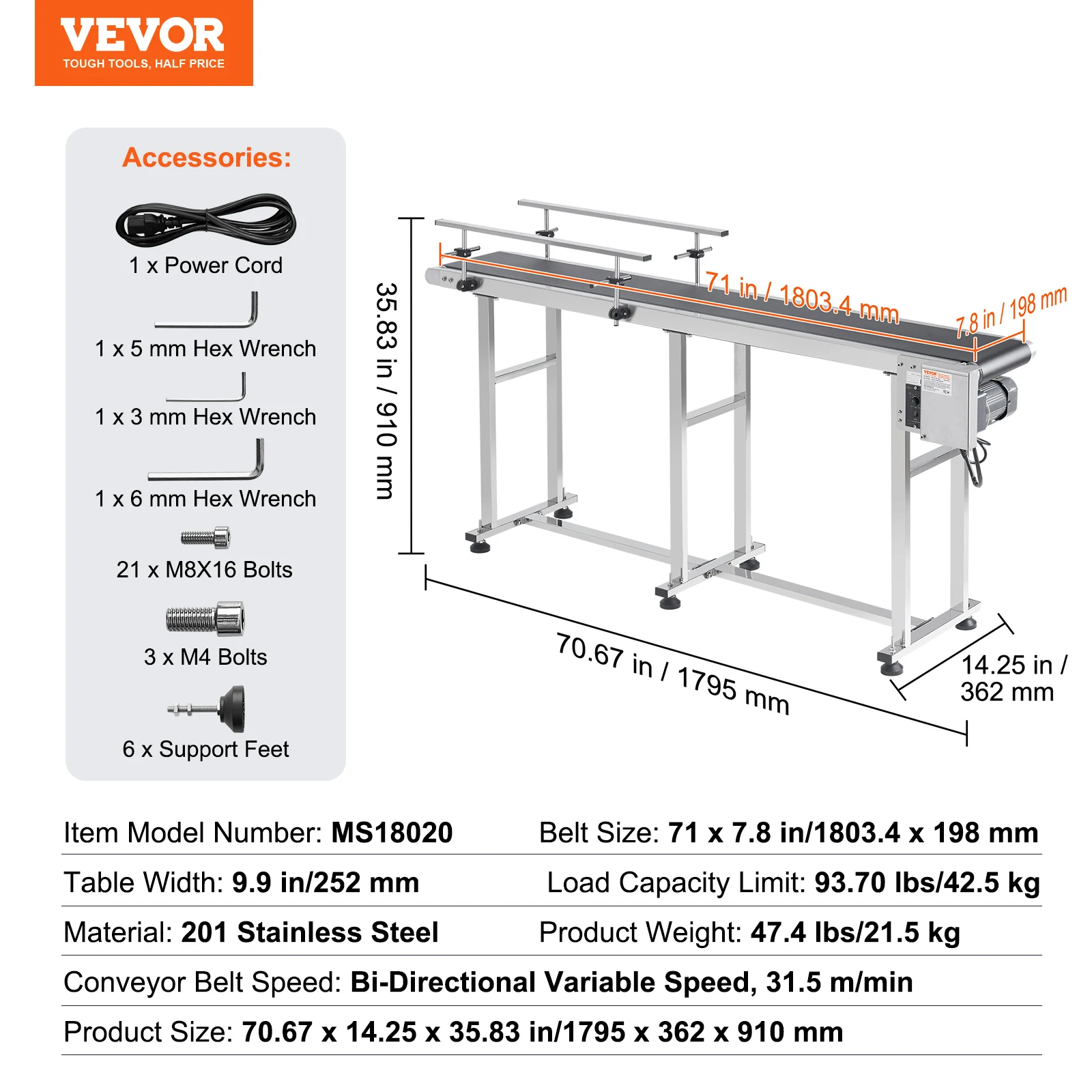 SucceBuy PVC-bandtransporttafel Dubbele vangrail Roestvrij staal Gemotoriseerd instelbare snelheid voor fabrieksinkjetcodering aangedreven - afbeelding 1