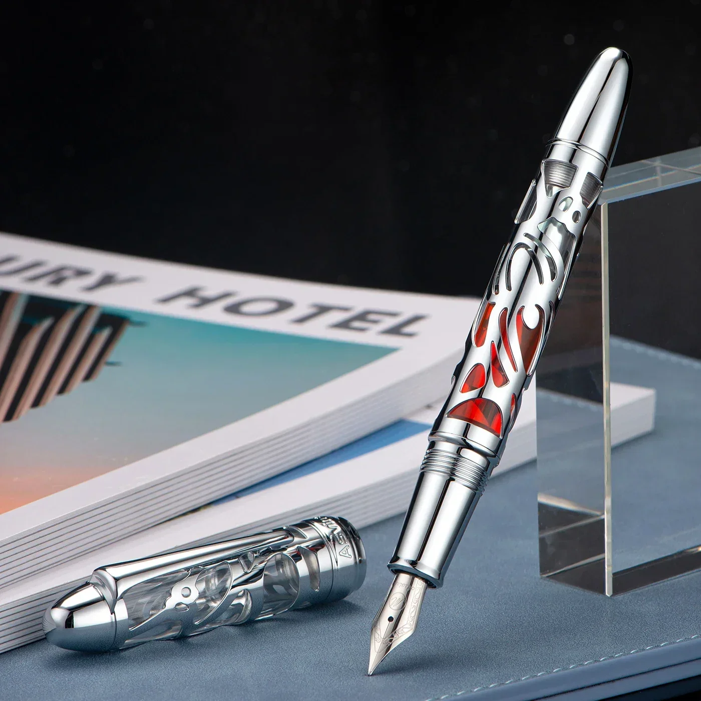 Asvine-Stylo plume à piston P80 avec modules araignée universels, stylo en acrylique transparent, plume EF, F, M, ensemble d'outils d'écriture