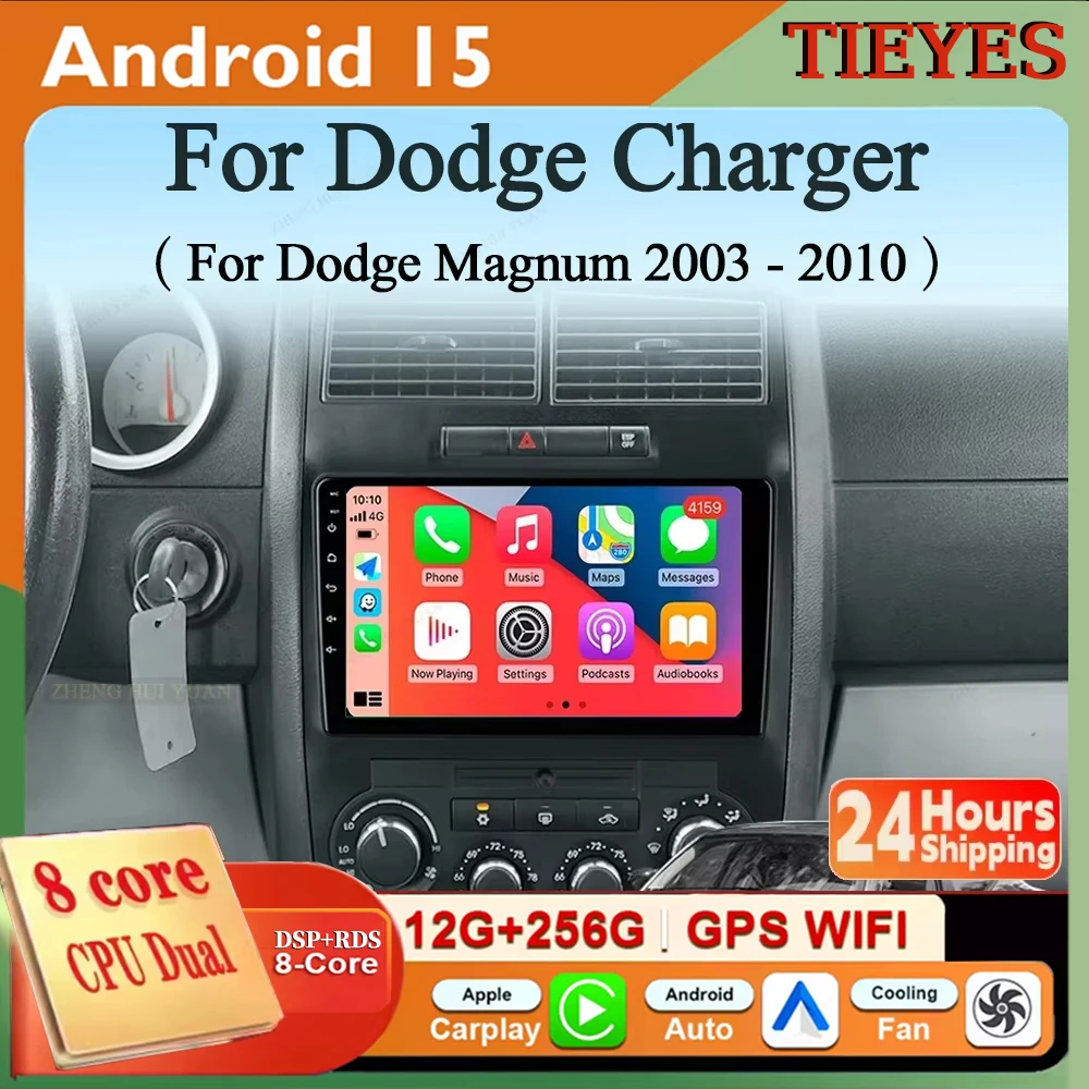 Android 15 Carplay Auto para Dodge Charger 2005-2010 para Dodge Magnum 2 2003-2007 Radio de coche reproductor de vídeo Multimedia WIFI 4G DSP
