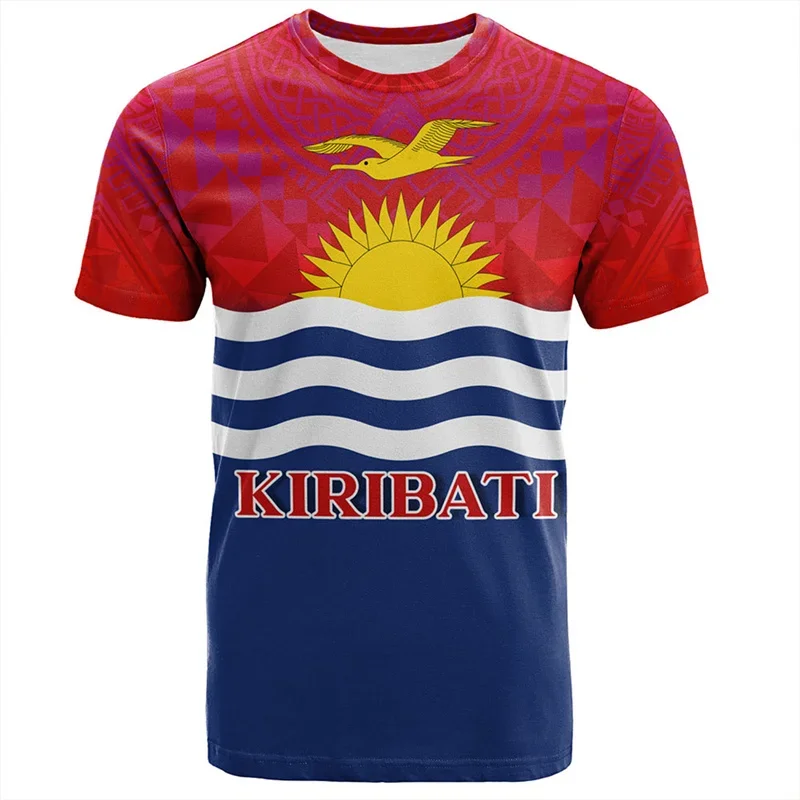 Kiribati 3D printed Hawaiian men's T-shirt, round neck short sleeved shirt, casual, oversized, street style