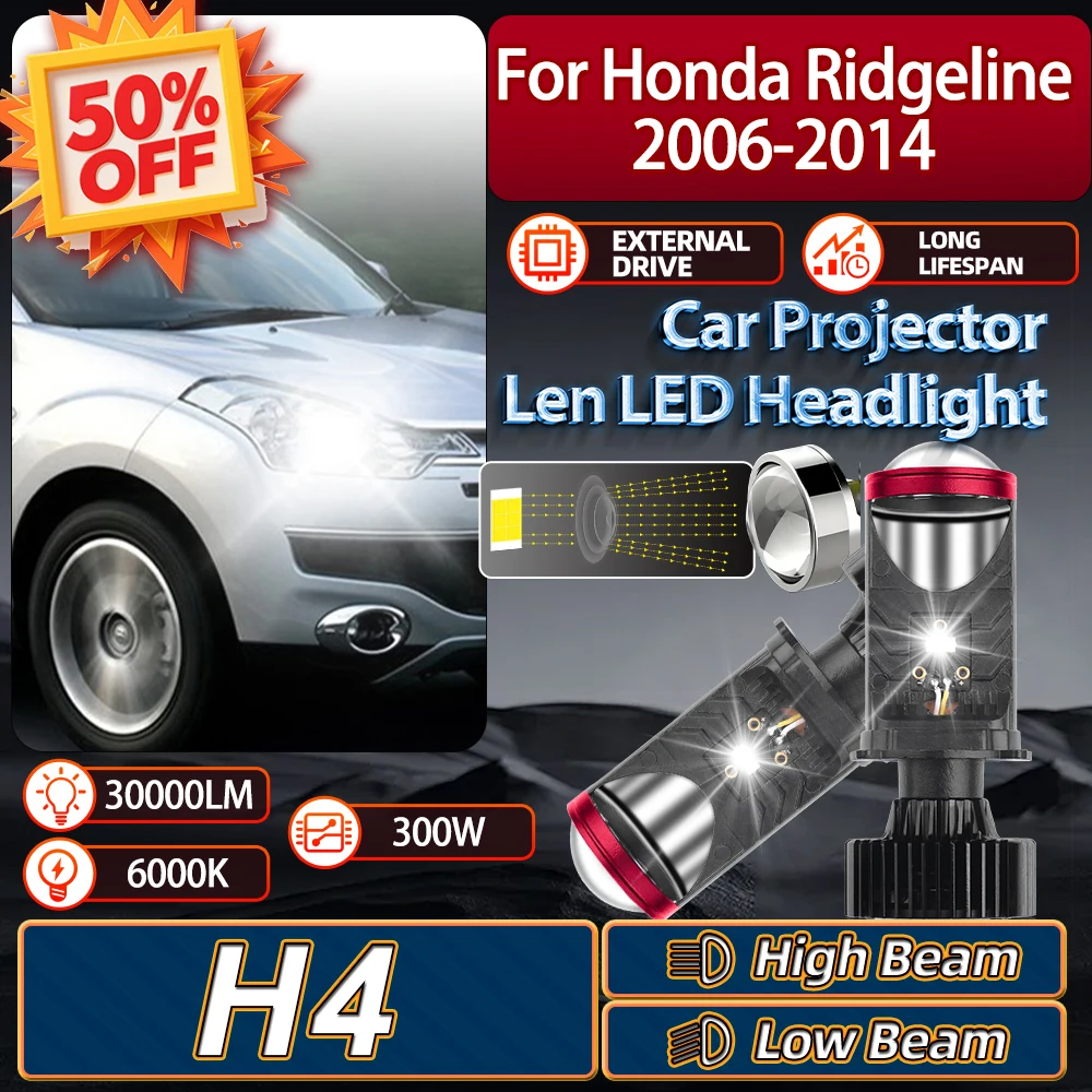 

For Honda Ridgeline 2006-2014 External Drive H4 LED Headlight 300W Long Lifespan HB2 Headlamp Ampoule 12V With Projector Lens