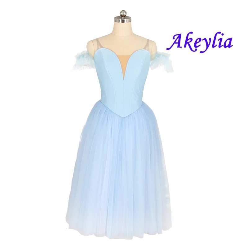sky blue romantic ballet dress girls without decoration professional tutu dress fairy performance ballet costumes green JN9128