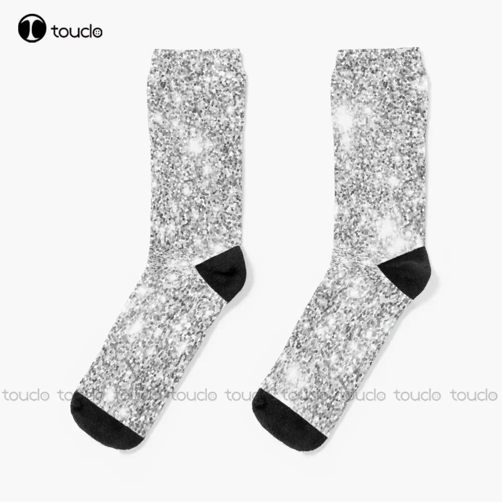 Silver White Glitters Metallic Finish Party Texture Background Faux Shine Pattern Hd High Quality Online Store Socks New Popular