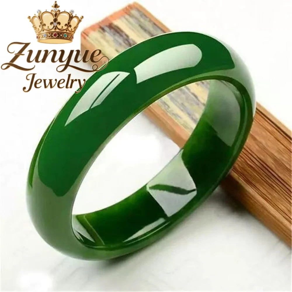 

High - End Natural Hetian Jade Spinach Green Bracelet Peace Bracelet Fashion Jewelry Handicraft Exquisite Luxury Quality Elegant