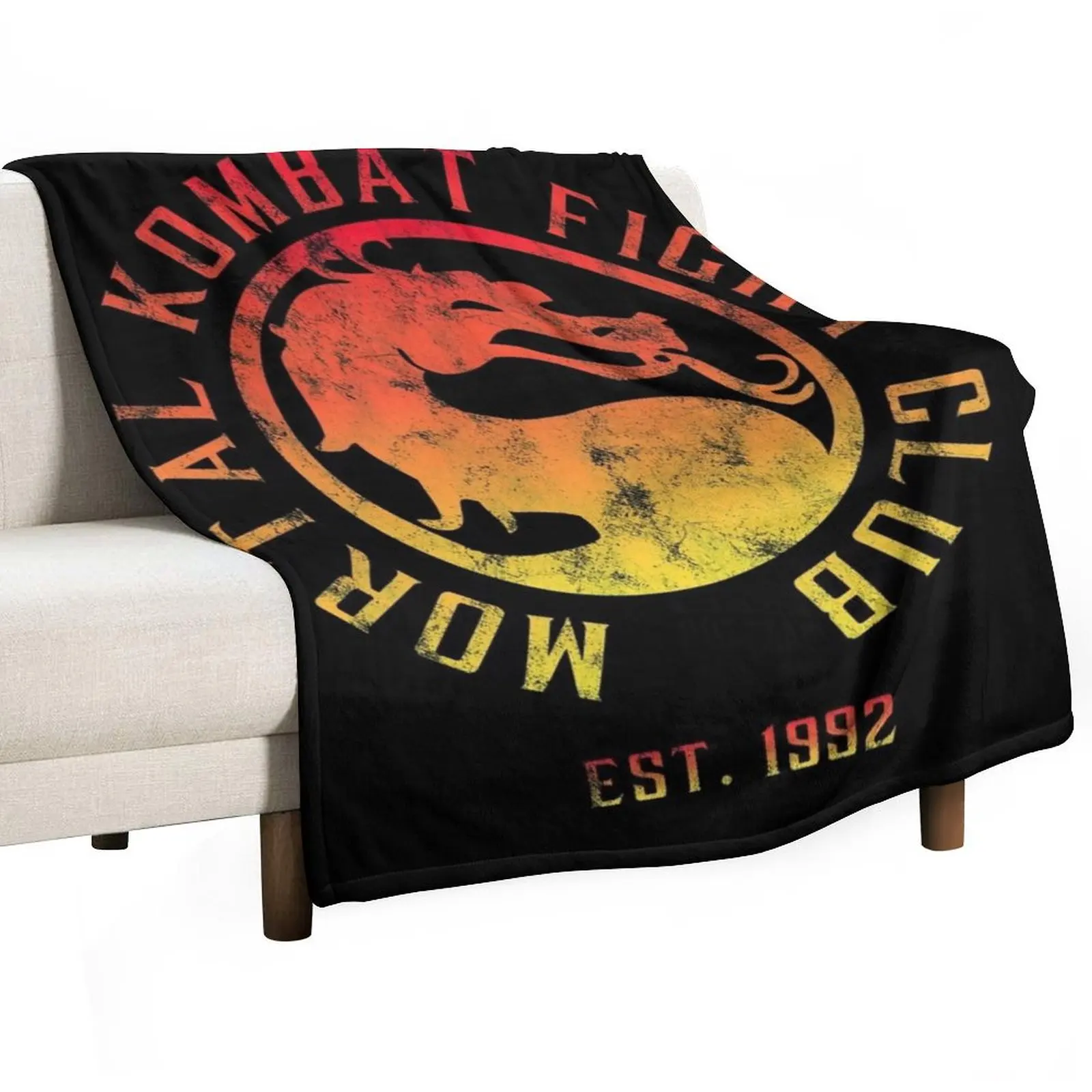 

Mortal Kombat Fight Club Mortal Kombat 11 Distressed Color Logo Throw Blanket Picnic Comforter Giant Sofa Blankets