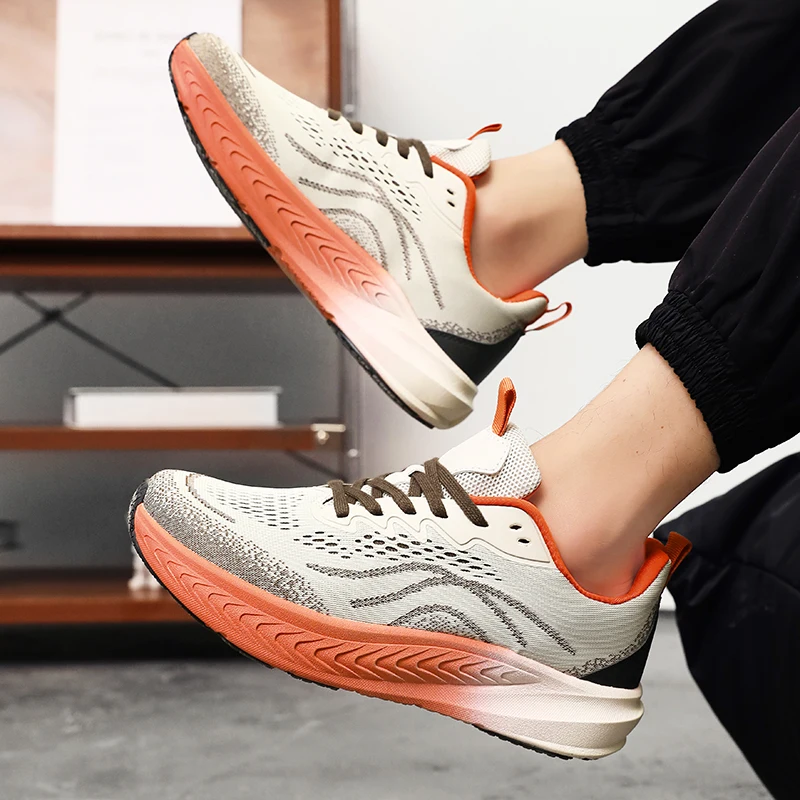 أحذية رياضية كاجوال للرجال قابلة للتنفس، أحذية رياضية فاخرة بدون كعب أنيقة - أحذية سباق مريحة للرجال