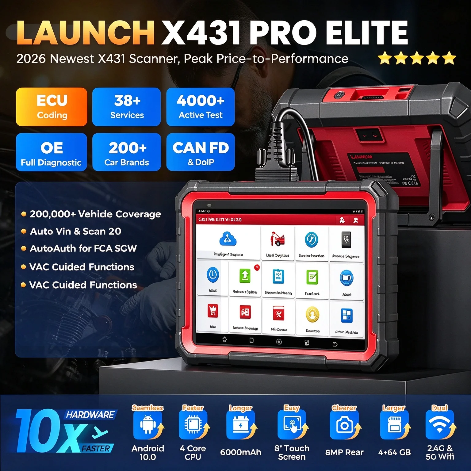 Launch X431 Pro Elite - LAUNCH X431 PRO ELITE 8' inch