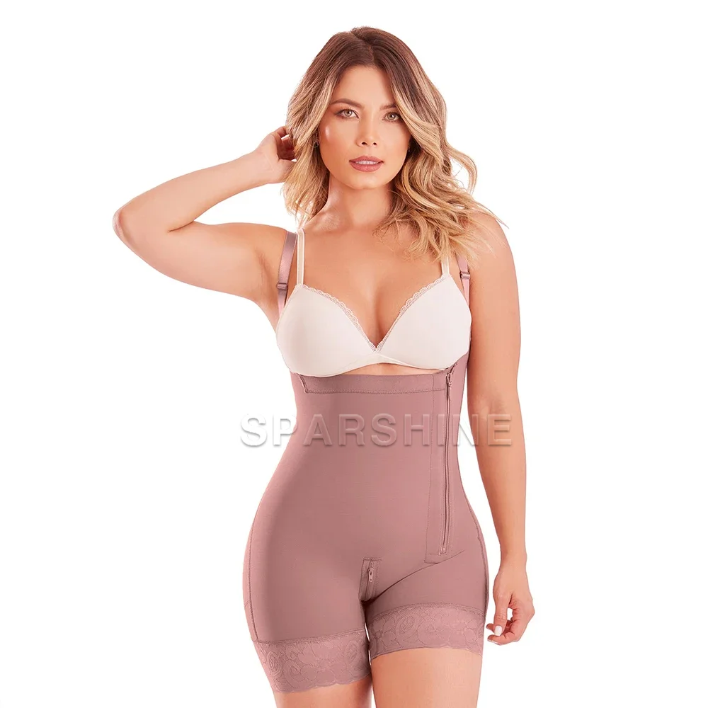 Fajas Colombianas Women Flat Belly Abdomen Control Open-Chest Underwear Zipper Hip Lifting Shapewear