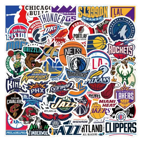 60pcs 최신 농구 팀 로고 NBA 낙서 스티커 가방 워터 컵 DIY 장식 데칼