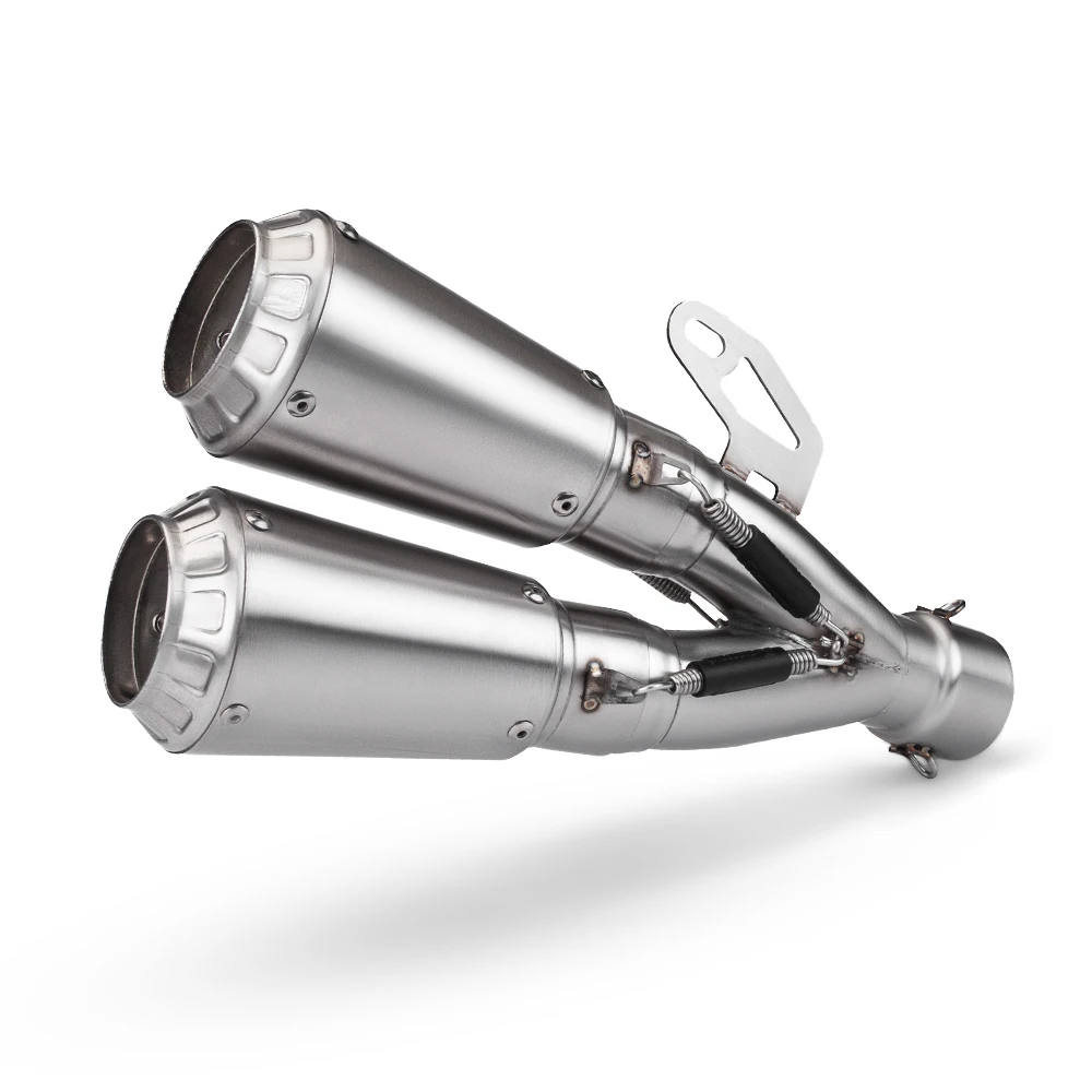 

Universal 51MM Interface Exhaust Tail Section Double Exit Muffler For CBR650R Monster ZX6R ER6N RS660 Trident F750GS TMAX