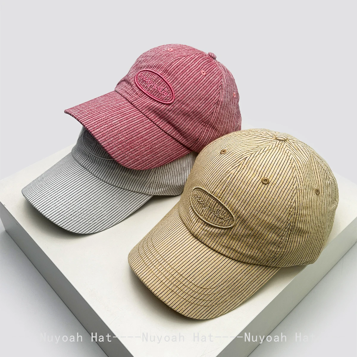 

New Women Striped Embroidered Letters Baseball Hats Sunshade Korean Versatile Casual Peaked Caps Outdoor Fashion Travel Retro